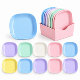 10-Piece Multi-Function Colored Plastic Snack Plate Set