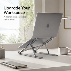 Aluminum Foldable Laptop Stand - Portable Ergonomic Multi Angle Lightweight Notebook Holder Mount