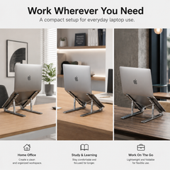 Aluminum Foldable Laptop Stand - Portable Ergonomic Multi Angle Lightweight Notebook Holder Mount