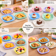 10-Piece Multi-Function Colored Plastic Snack Plate Set
