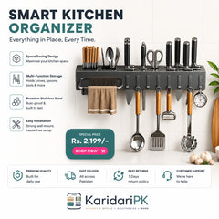 Smart Wall-mounted Storage Kitchen Knives Rack, Kitchenware Organizer with Steel Hooks,