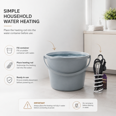 Shockproof Portable Electric Water Heater Rod, Fast Heating Safe & Durable | 2000W Stainless Steel Immersion Heater